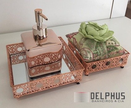 Bandeja Quadrada em Metal Cobre 12,5 X 12,5 X 5,0