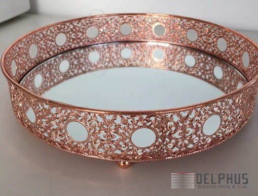 Bandeja Redonda em Metal Cobre 20cm