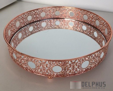 Bandeja Redonda em Metal Cobre 20cm