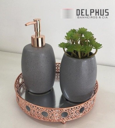 Bandeja Redonda em Metal Cobre 20cm