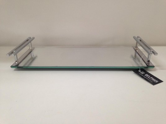 Bandeja Retangular 12x28 Cromada com Base Espelho