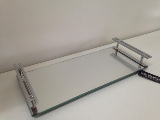 Bandeja Retangular 12x28 Cromada com Base Espelho