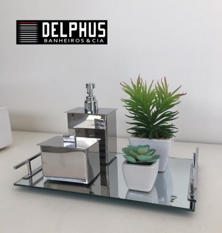 Bandeja Retangular em Inox com Base Espelho 20x30
