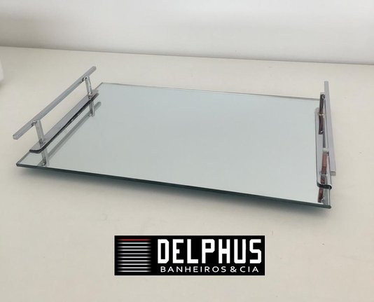 Bandeja Retangular em Inox com Base Espelho 20x30