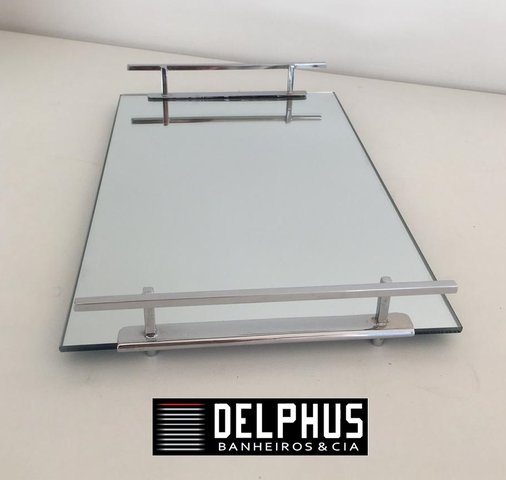 Bandeja Retangular em Inox com Base Espelho 20x30