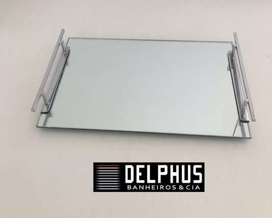 Bandeja Retangular em Inox com Base Espelho 20x30