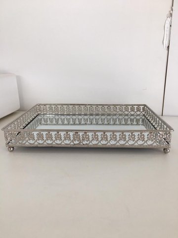Bandeja Retangular em Metal Cromado 27x19