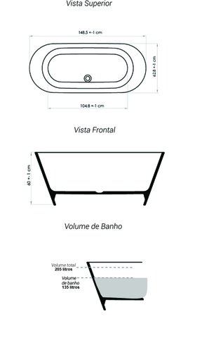 Banheira Alagoas de Imersão 148,5x63x60 Branca Sabbia