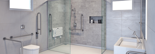 Barra de apoio em L 80 x 80 cm 963916 inox escovado Docol