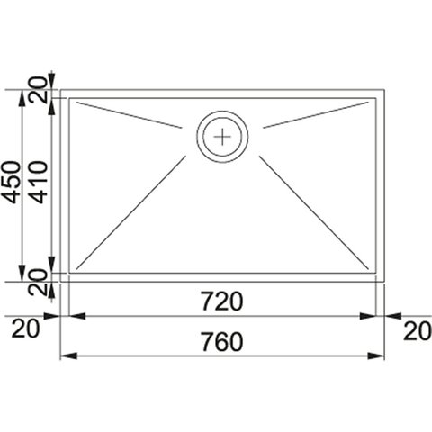 Cuba Planar 76x45x20 sem Acesórios com Válvula  Aço Inox - 10180 Franke