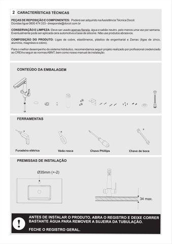 Torneira para cozinha com purificador de água Docol Vitalis 810306