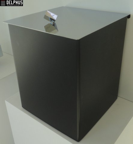 Lixeira Inox Preta 18x18x23 Tampa Articulavel 2191