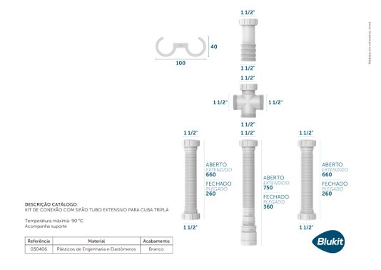 Sifão Triplo para Cuba de Cozinha - 30406 BLUKIT