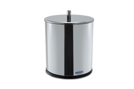 Lixeira Redonda Inox com Tampa - 5,4 Litros - Decorline Lixeiras Ø 18,5 x 23 cm  3030/202 BRINOX