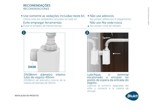 Sifão Universal de Parede com Copo 31703 Cromado Blukit