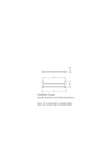 Toalheiro Duplo 60cm Cromado Kapa Crismoe