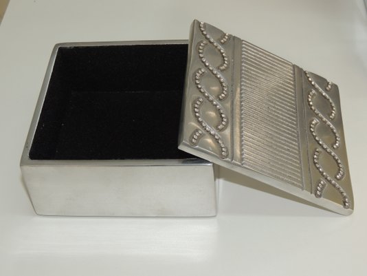 Caixa Porta Objetos Bali M 11,5 x 11,5 x 6,0 Aluminio/Strass