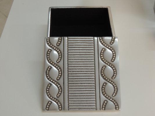 Caixa Porta Objetos Bali M 11,5 x 11,5 x 6,0 Aluminio/Strass
