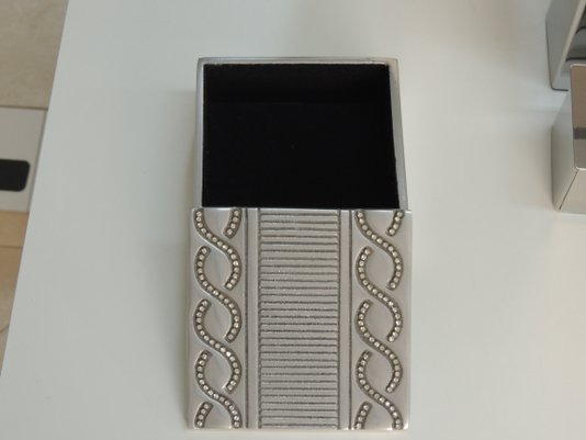 Caixa Porta Objetos Bali M 11,5 x 11,5 x 6,0 Aluminio/Strass
