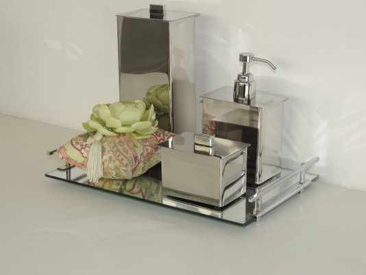 kit 3 Peças Aço Inox - Porta Escova, Saboneteria e Porta Cotonete 18072