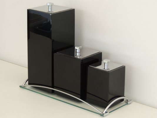 Conjunto com 3 peças Preto com Tampa Inox 18066