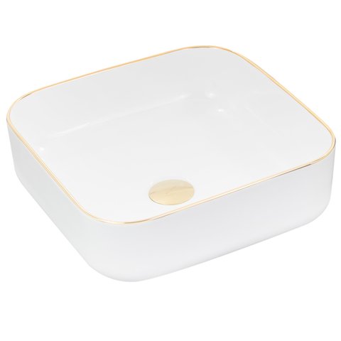 Cuba Apoio Branca com Filete Dourado 38x38x14 -18030