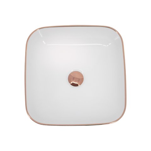 Cuba Apoio Branca com Filete rose gold 38x38x14 -18586