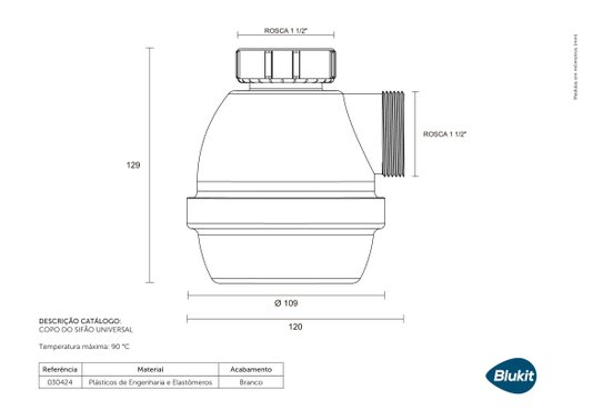 Sifão Universal com Copo 31301 Branco Blukit