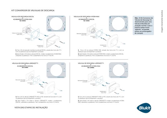 KIT Conversor para Válvulas de Descarga (Base Docol para Acabamento Hidra max) - 155201 Blukit