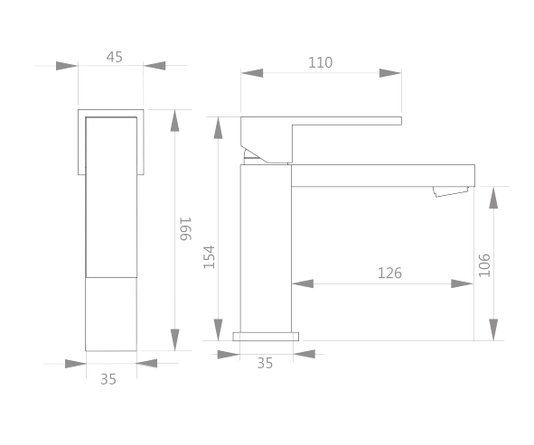 Monocomando 286 Kromma para Lavatorio de Mesa Bica Baixa MILE cromado