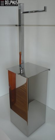 Papeleira de Chão com Lixeira Articulável Cromada