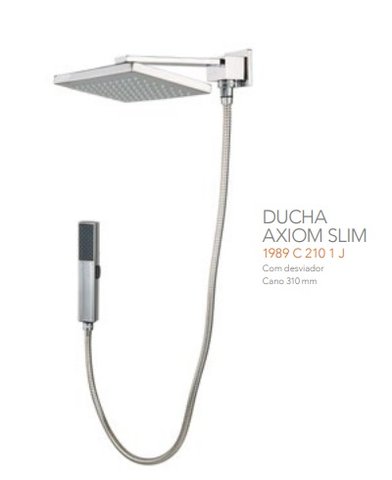 Ducha com Desviador Axiom Slim 1989 C 210 Cromada Tubo 30cm Meber