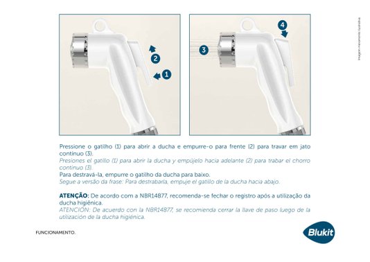 Ducha Higienica com Engate Flexivel de 1,20 metros 220912 Blukit