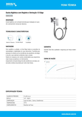 Ducha Higiênica com Registro e Derivação 1/2 Edge Grafite Escovado 850370 Docol