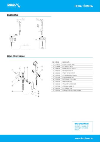 Ducha Higiênica com Registro e Derivação 1/2 Edge Grafite Escovado 850370 Docol