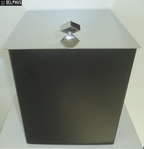 Lixeira Inox Preta 18x18x23 Tampa Articulavel 2191