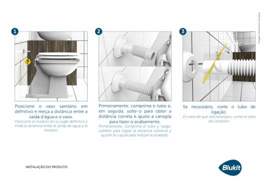 Tubo Ajustável Para Bacia Saniataria PVC Cromado 290404 BLUKIT