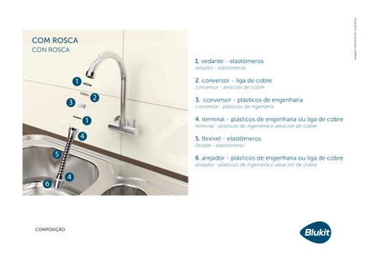Extensor com Arejador 9cm para Torneiras com Roscas Padrão Deca (Antigo e Atual), Docol (Atual) e Fabrimar (Atual) 110204 BLUKIT