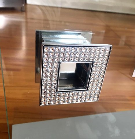 Puxador Porta Vidro com Cristais Swarovski Square Diamond Zen