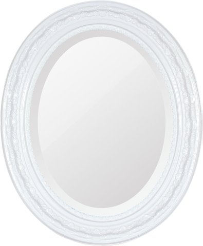 Espelho Oval bisotê 50x41 branco Ornamental
