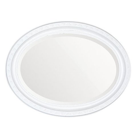 Espelho Oval bisotê 50x41 branco Ornamental