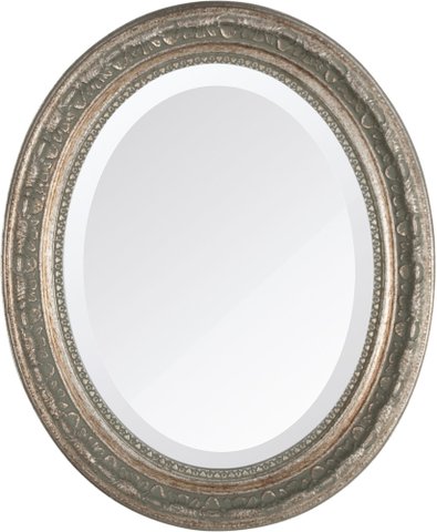 Espelho Oval bisotê 50x41 prata Ornamental