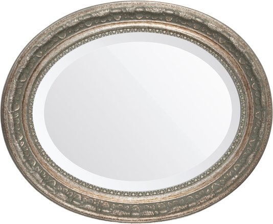 Espelho Oval bisotê 50x41 prata Ornamental