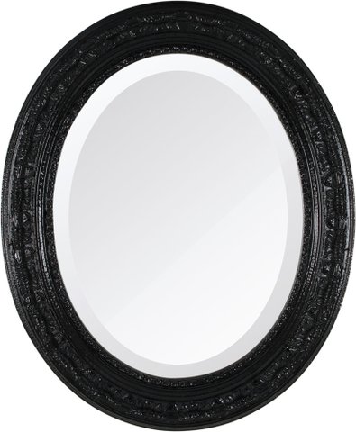 Espelho Oval bisotê 50x41 preto Ornamental