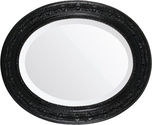 Espelho Oval bisotê 50x41 preto Ornamental