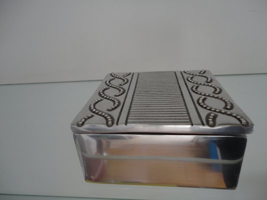Caixa Porta Objetos Bali M 11,5 x 11,5 x 6,0 Aluminio/Strass