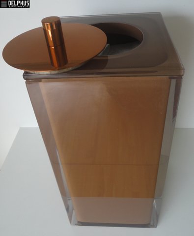Lixeira Marrom Cristal / Tampa Red Gold 15x15x32 5,5 litros