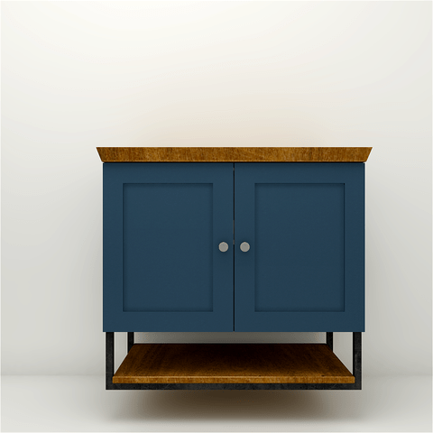 Gabinete completo 80cm Nordic petroleo / ipê Mazzu