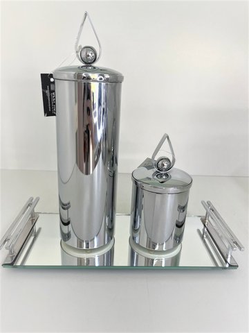 Kit 2 Peças Cromado - Porta Escova e Porta Cotonete Gota
