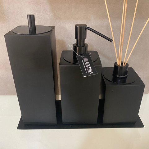 Kit 3 peças com Bandeja Preto Fosco